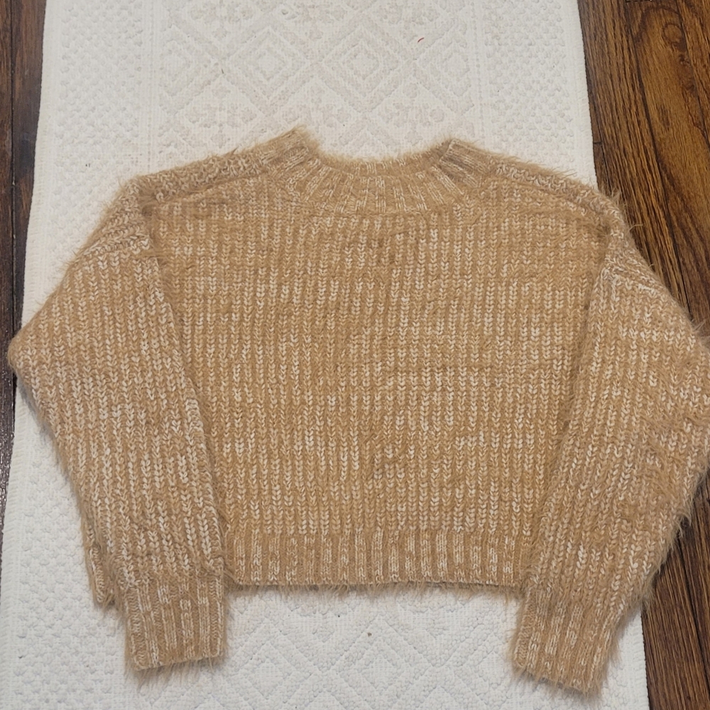 Asos Crop Women Tan Alpaca Wool Blend Pullover Cozy Tan Sweater